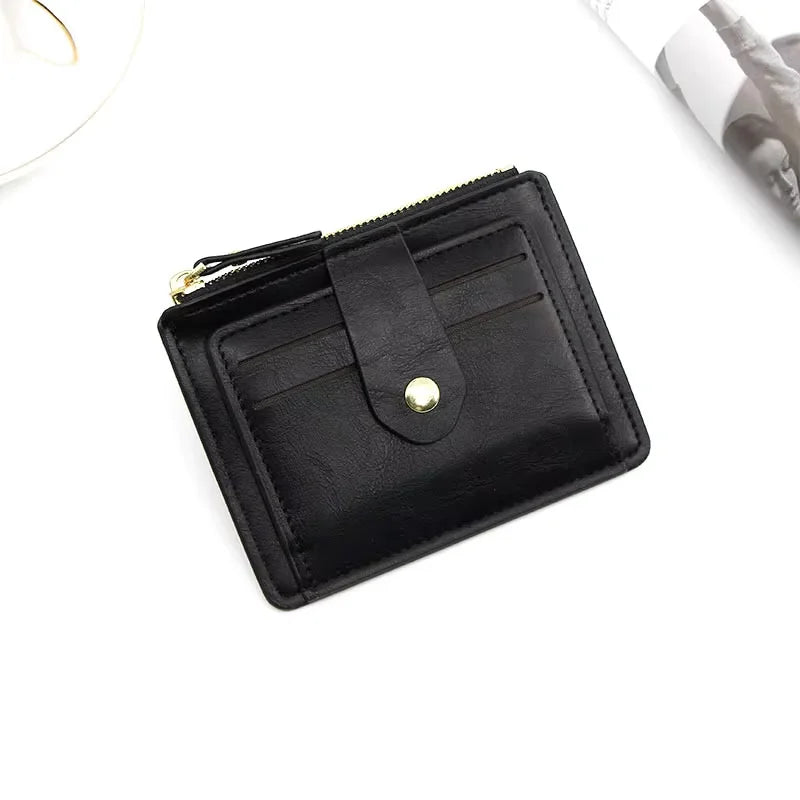 Slim Leather Wallet with Coin Pocket Brand Designer Brown Business Purse - My Store