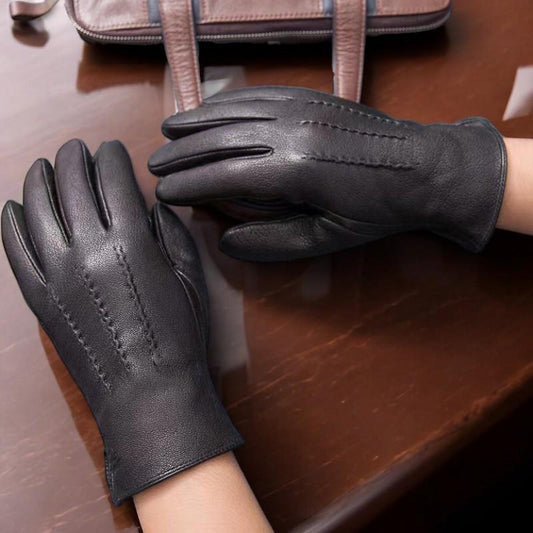Black Leather Gloves - Soft, Warm & Stylish Winter Gloves for Men-Women - Premium Quality, Soft Leather, Perfect Gift - My Store