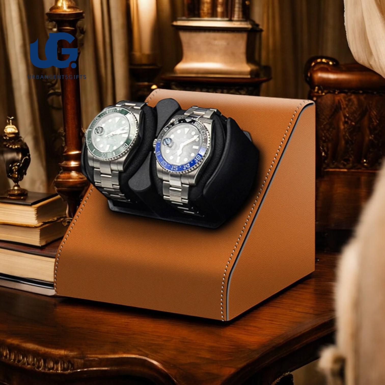 2-Slot Automatic Watch Winder | Leather Mechanical Shaker Box with Mabuchi Motor | Elegant Storage for Men’s Timepieces - My Store