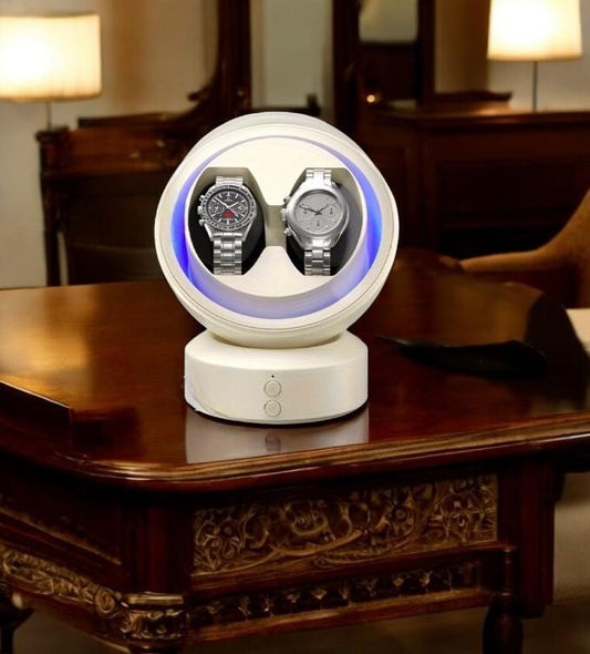 Automatic Watch Winder – Sleek 2-Slot Capsule Design with LED Ligh - My Store