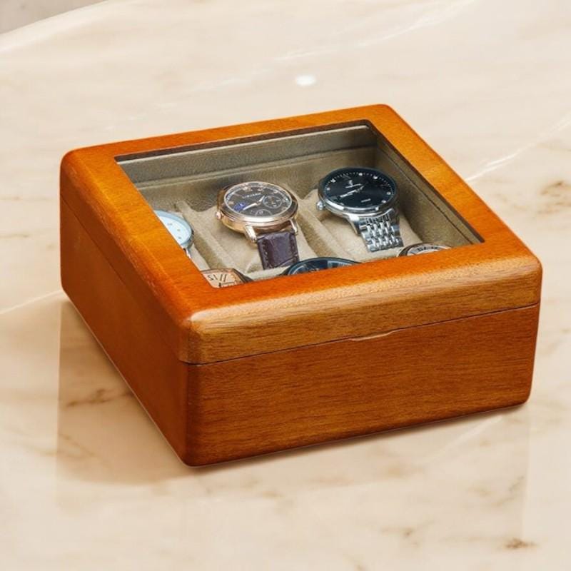 Perfect gift - Watch Box with Velvet Interior – Elegant Watch Storage Case for 3 or 6 Watches, Eco-Friendly Wooden Jewelry Organizer Gift - My Store