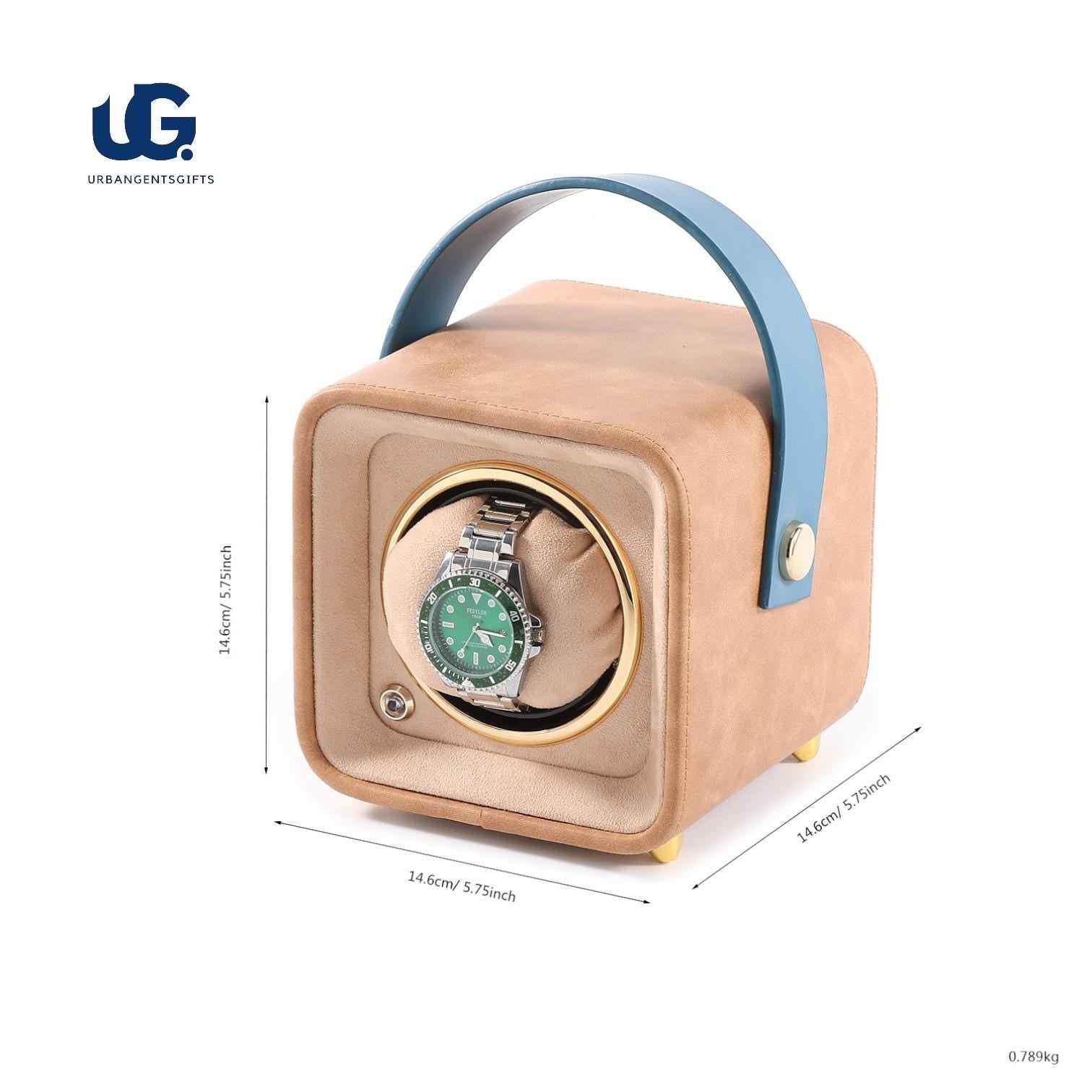 Compact Travel Watch Winder – Vegan Leather Box for Rolex, Patek & More | Quiet Gift-Ready Case - My Store