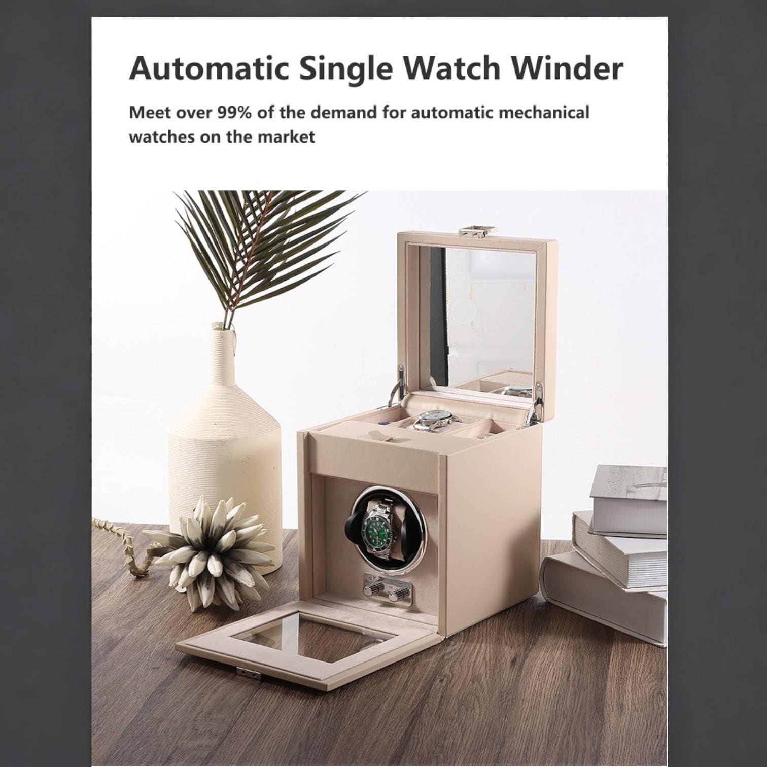 Leather Watch Winder Box with Jewelry Tray – Silent Motor, Logo Customization, Gift-Ready Packaging - My Store