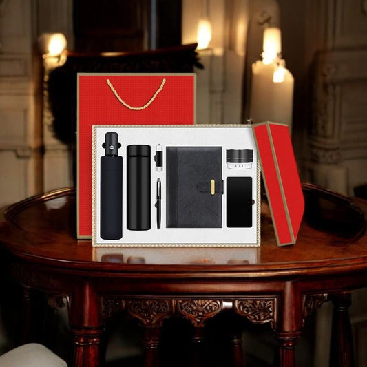 Luxury Business Gift Set – Custom Flask, Power Bank, Notebook, USB, Pen & Speaker – Corporate Promotional Gift Box for Men/ Women - My Store