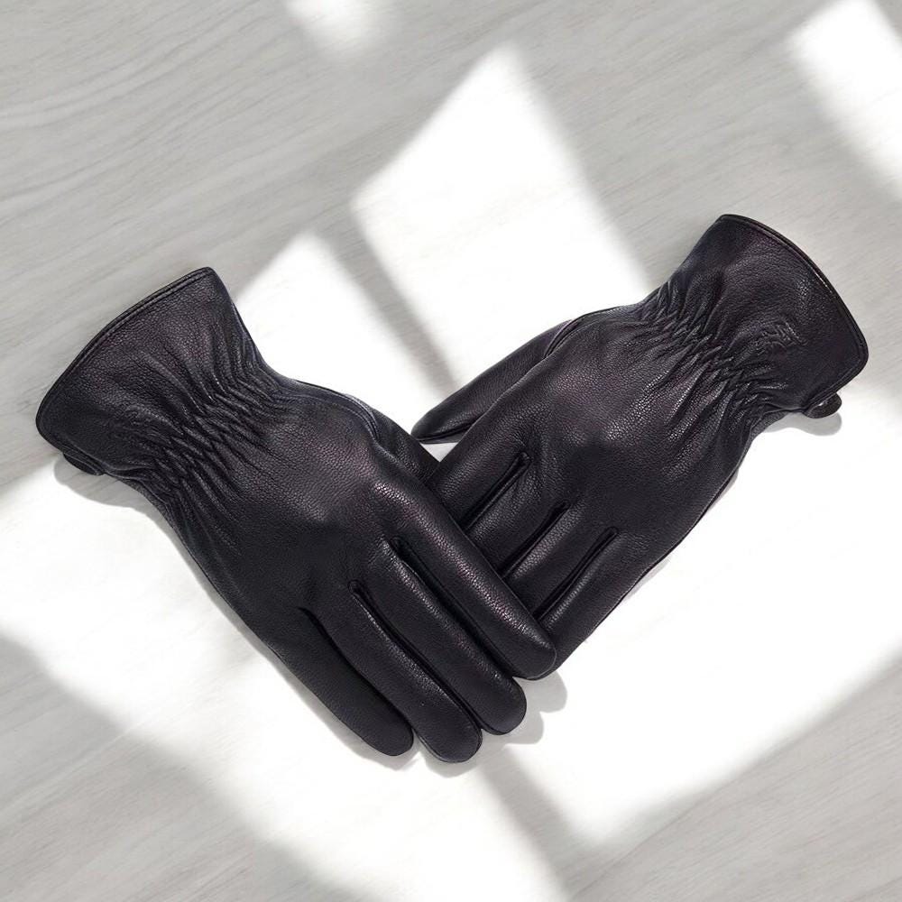 Black Leather Gloves - Soft, Warm & Stylish Winter Gloves for Men-Women - Premium Quality, Soft Leather, Perfect Gift - My Store