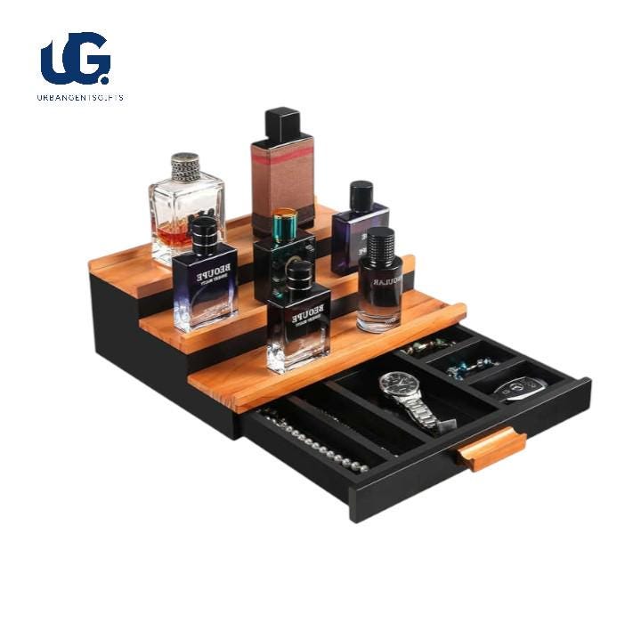 Wooden  Organizer Cologne 3-Tier Cologne Display, Men’s Jewelry Stand, Rustic Watch Holder,Dresser Organizer for Him,Gift for Men/women - My Store