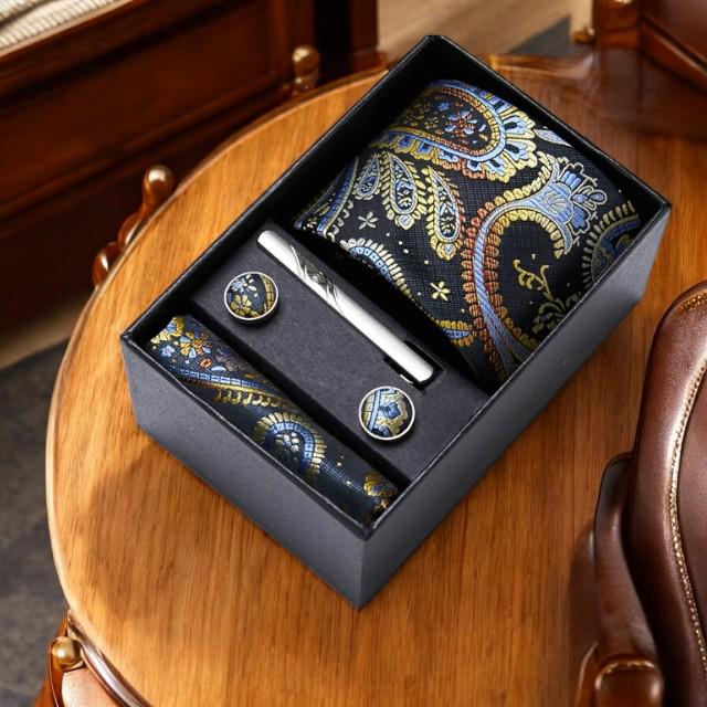 Men's Tie  Pocket Square Set  Elegant Necktie, Handkerchief, and Cufflinks in Gift Box for Weddings, Holidays, & Office Style - My Store