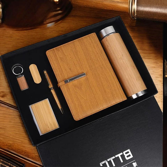 Customized Business Notebook Gift Set with Insulated Drink Cup, Personalized Bamboo Notebook & Pen – Perfect Corporate Gift for Men - My Store