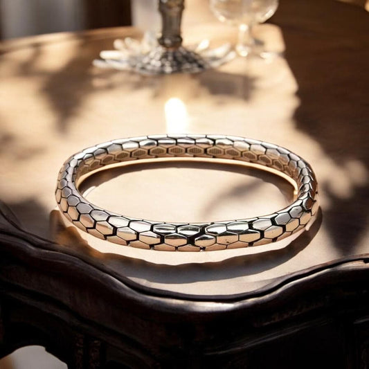Snake Pattern Bracelet for Men & Women – 8mm Bamboo Chain Design, Smooth Surface Fashion Jewelry - My Store