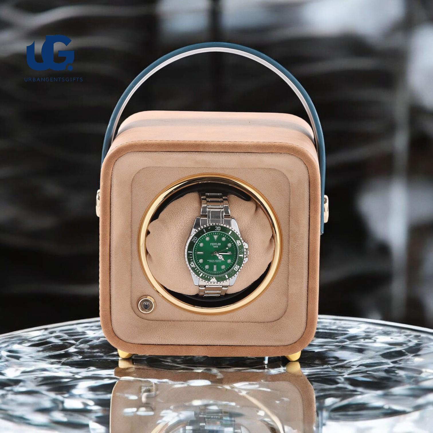 Compact Travel Watch Winder – Vegan Leather Box for Rolex, Patek & More | Quiet Gift-Ready Case - My Store